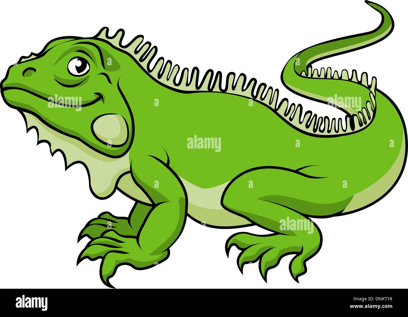 Una illustrazione di un felice cartoon verde Iguana lizard Illustrazione Vettoriale