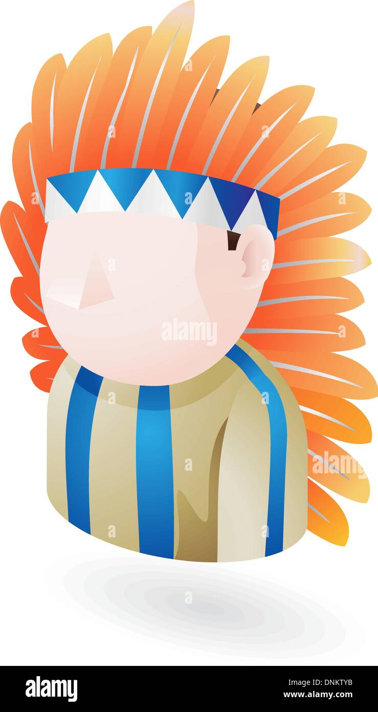 Illustrazione di un indiano nativo americano indossando costumi uomo Illustrazione Vettoriale