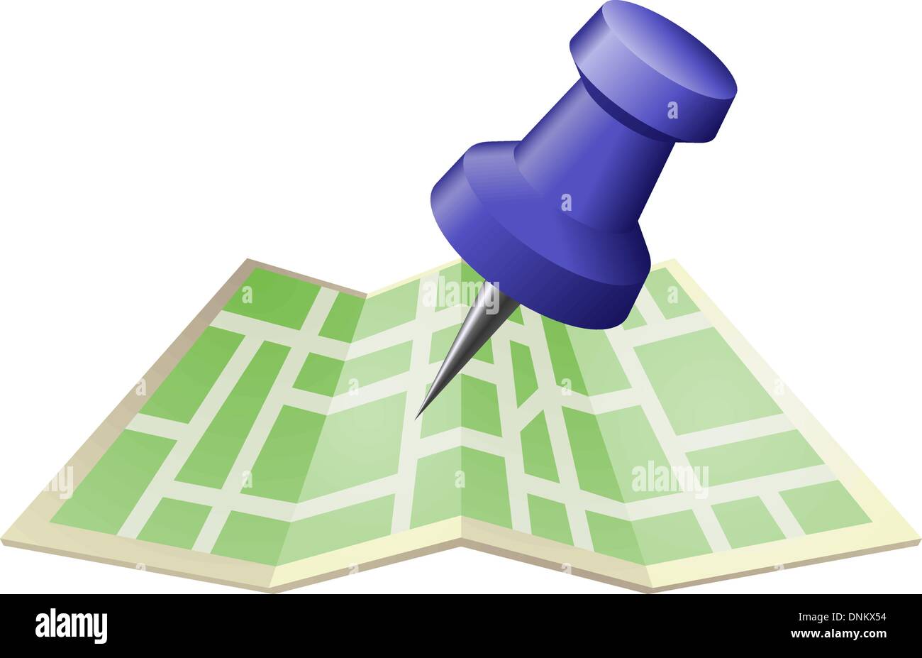 Una illustrazione di una mappa stradale con disegno a spingere il pin. Può essere usato come un'icona o illustrazione nel proprio diritto. Illustrazione Vettoriale