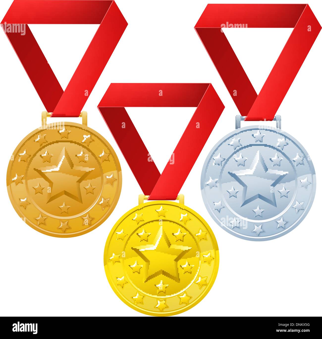 Oro, Argento e bronzo vincitori di medaglie per il primo secondo e terzo posto premi. Illustrazione Vettoriale