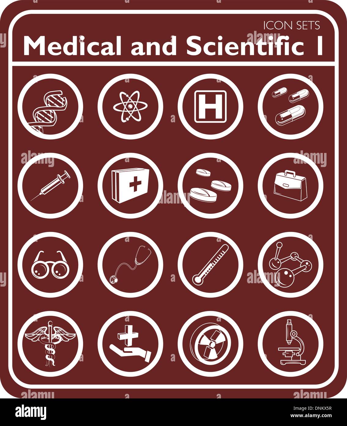 Medico e scientifico delle icone. Illustrazione Vettoriale