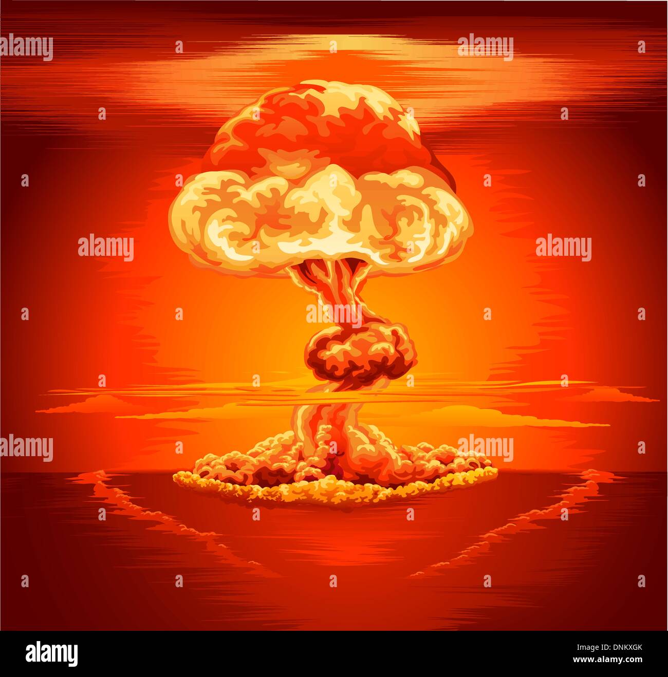 Illustrazione di un fungo il cloud a seguito di una esplosione nucleare Illustrazione Vettoriale