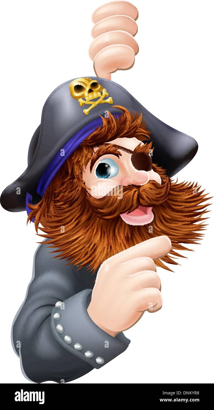 Un cartoon grafico di un pirata con Teschio e Ossa Croce hat sottolineando un messaggio Illustrazione Vettoriale