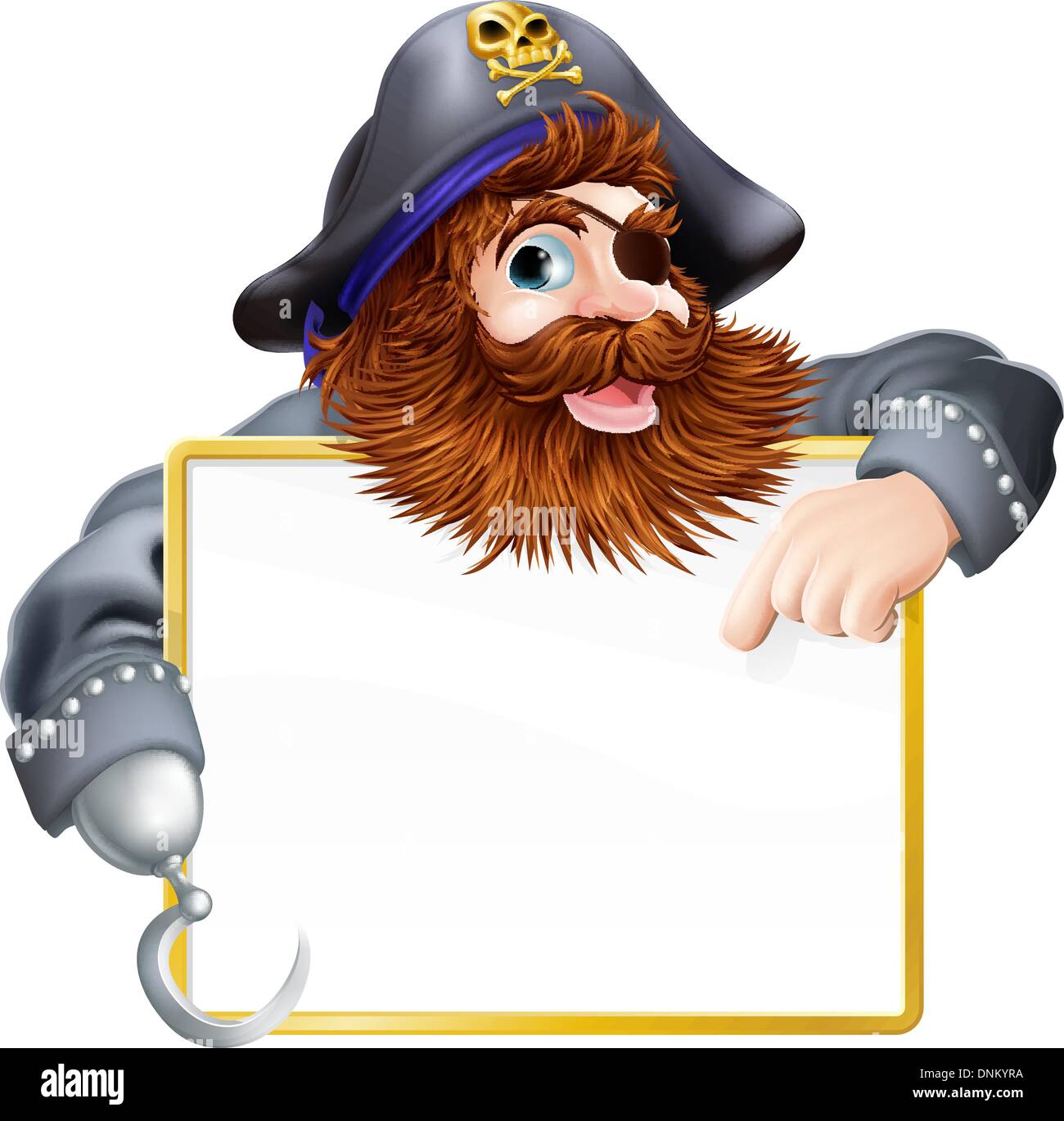 Un pirata felice rivolto a firmare con un bordo d'oro o telaio Illustrazione Vettoriale