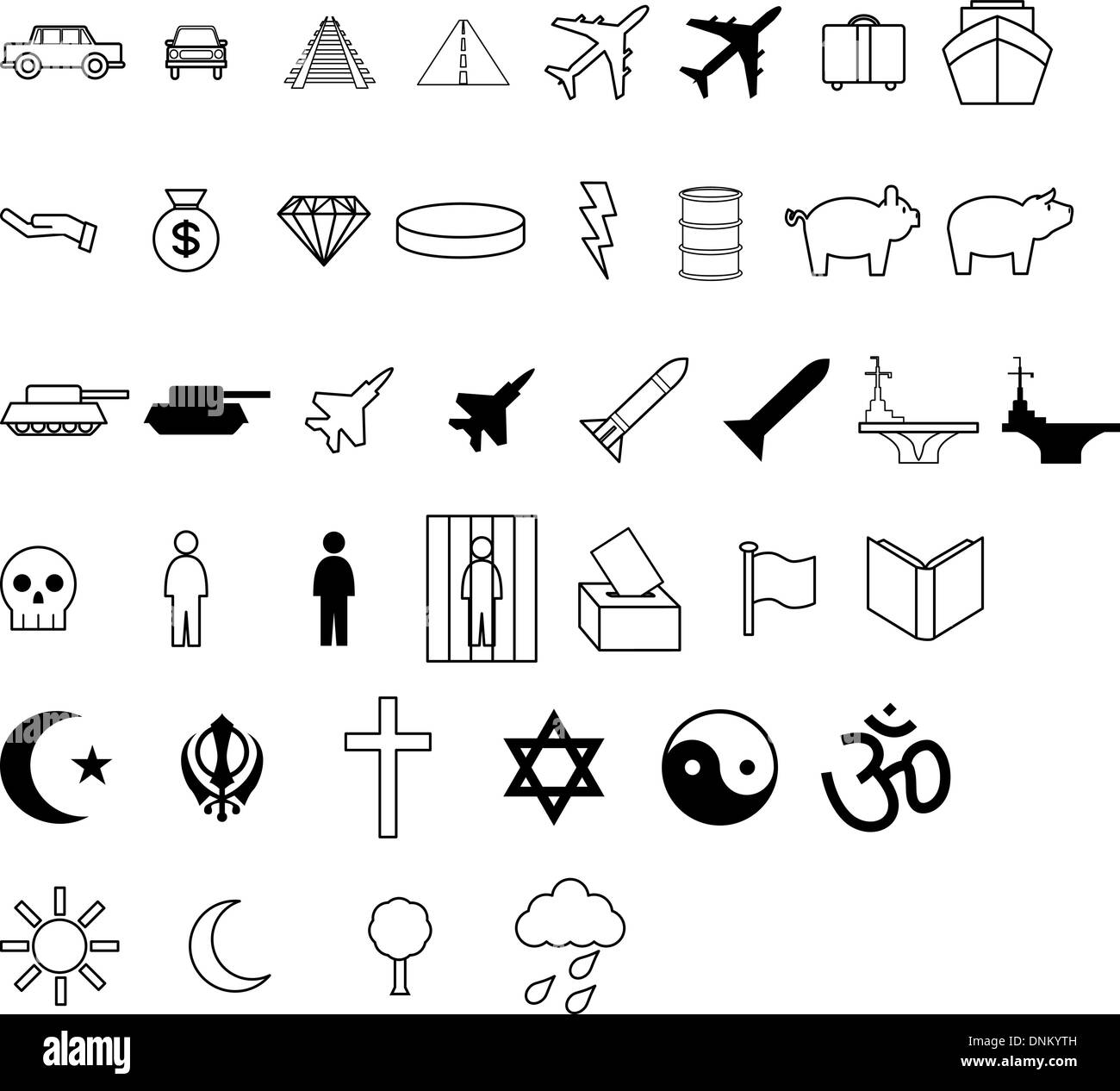 Simboli come quelli comonly utilizzato per indicare i dati demografici e le tendenze della popolazione (ad esempio nei grafici). Illustrazione Vettoriale