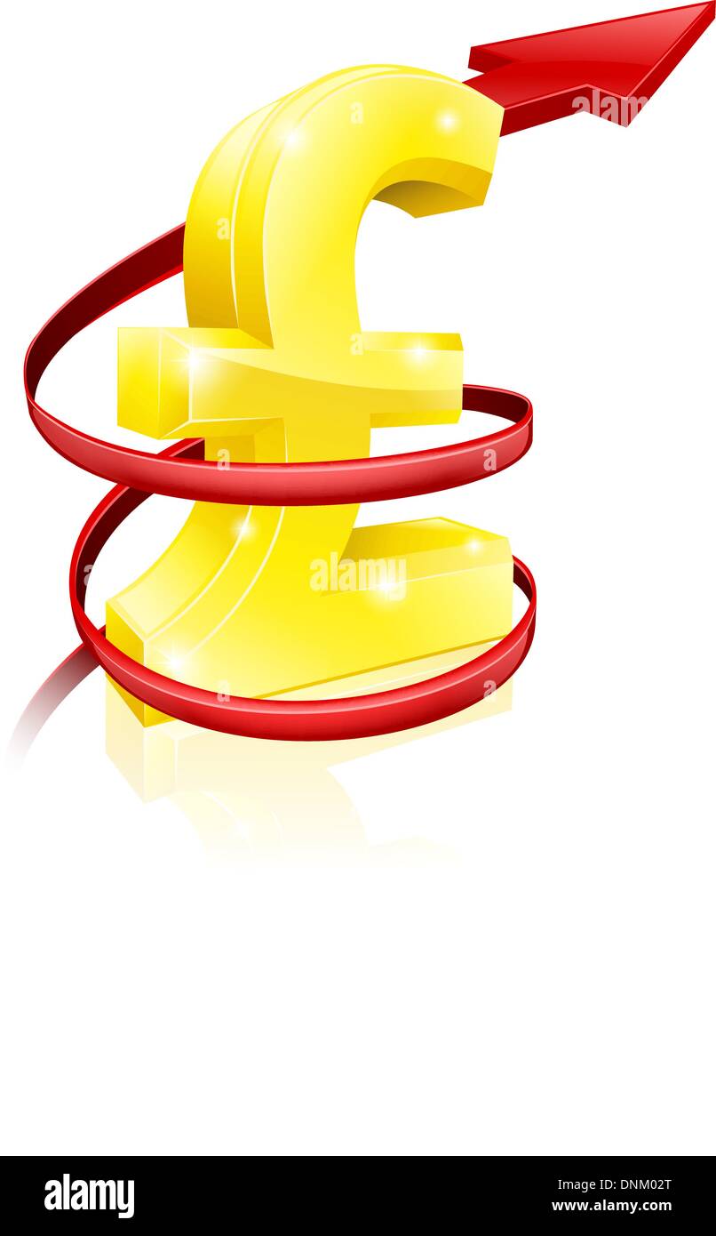 Finanza concettuale o il concetto di economia di aumento del prezzo della sterlina tasso di cambio o solo aumento dei profitti Illustrazione Vettoriale