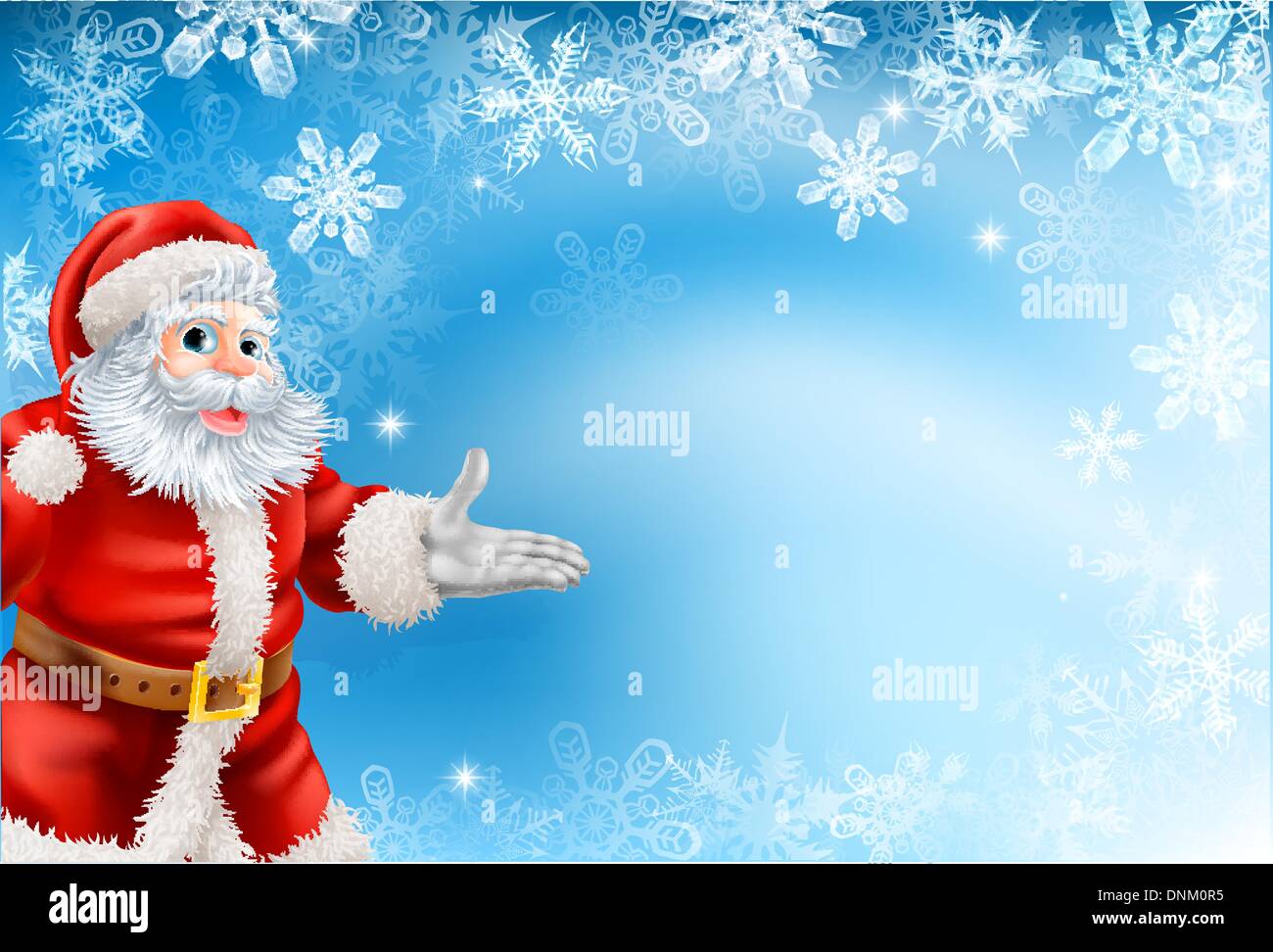 Illustrazione della bella Natale blu sullo sfondo del fiocco di neve con Babbo Natale Illustrazione Vettoriale