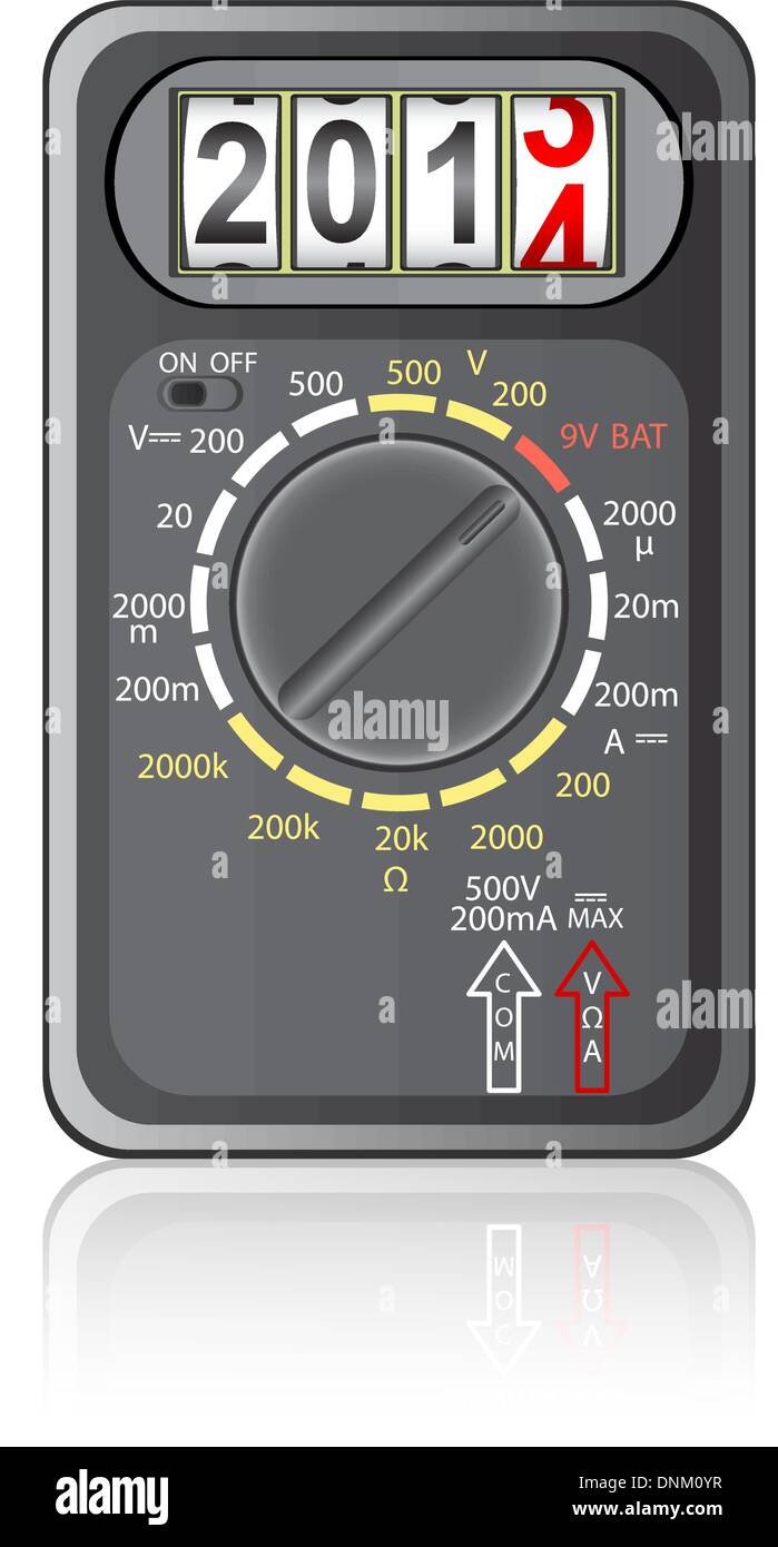 2014 Anno Nuovo multimetro su uno sfondo bianco, il vettore. Illustrazione Vettoriale
