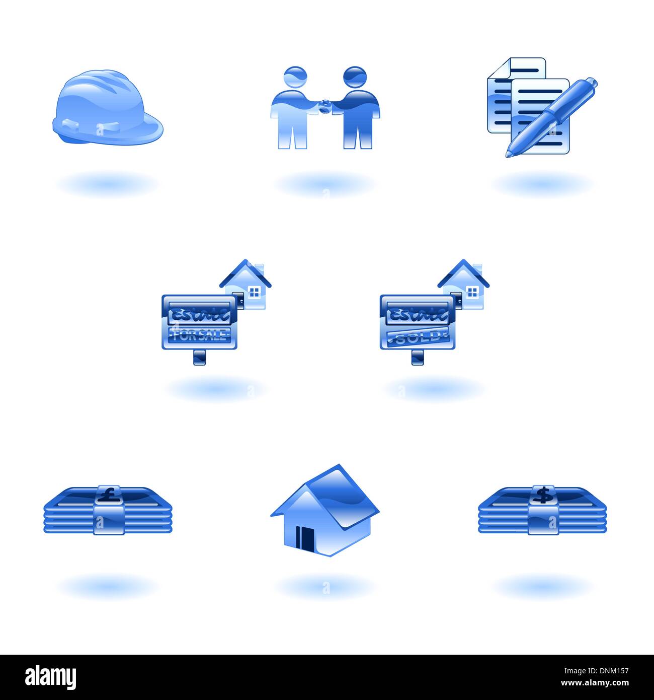 Un set di lucido glossy immobiliare di icone Illustrazione Vettoriale