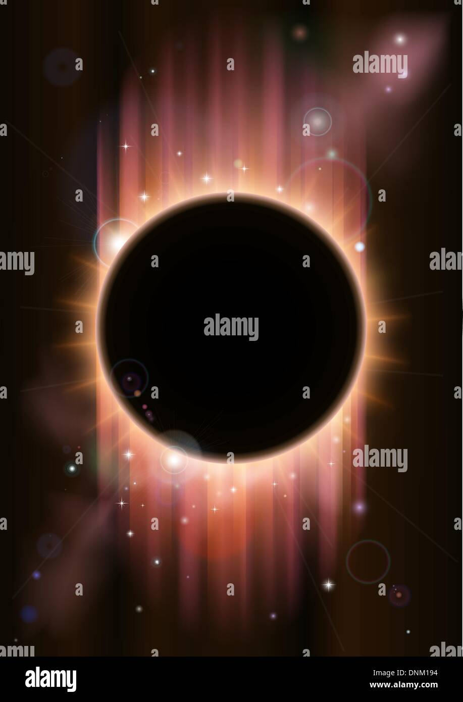 Un avveniristico ascience fiction eclipse concetto di sfondo Illustrazione Vettoriale