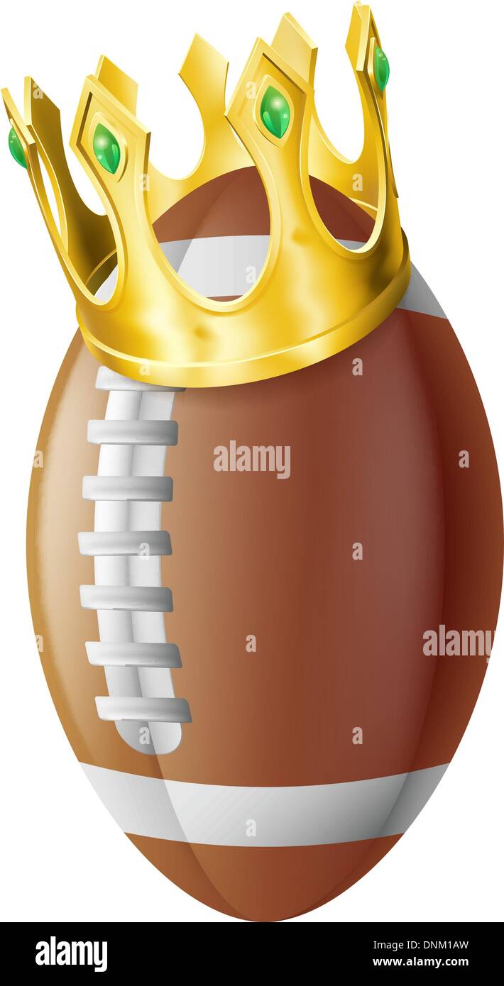 Una illustrazione di un american football ball indossando una corona d'oro. Illustrazione Vettoriale