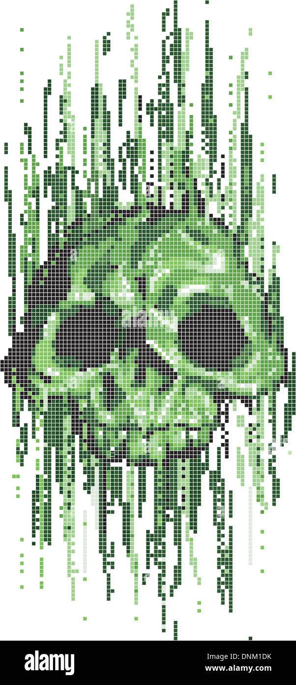 Computer virus cranio concetto illustrazione vettoriale Illustrazione Vettoriale