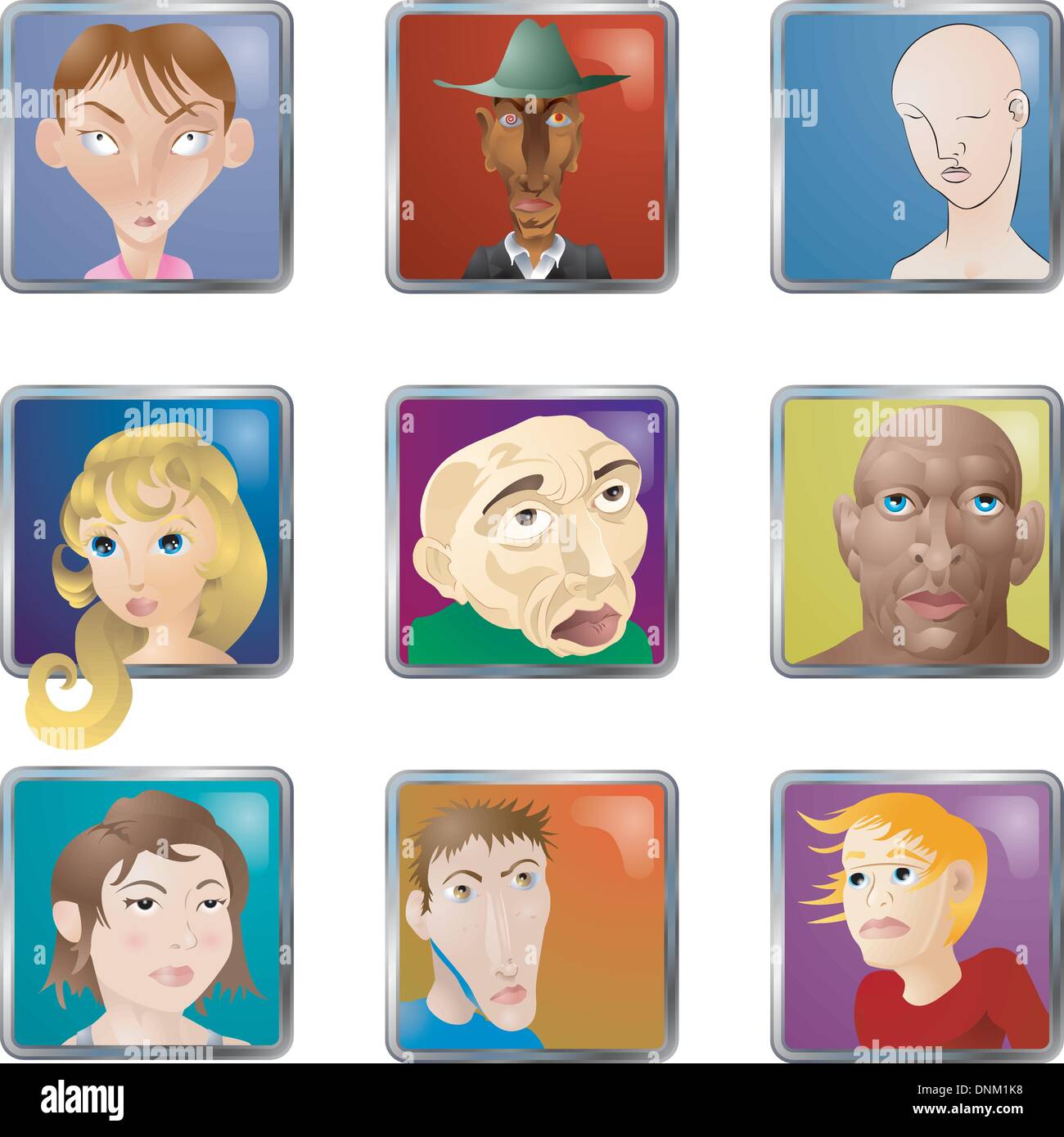 Moltissime illustrazioni di facce/ persone/ avatars icone Illustrazione Vettoriale