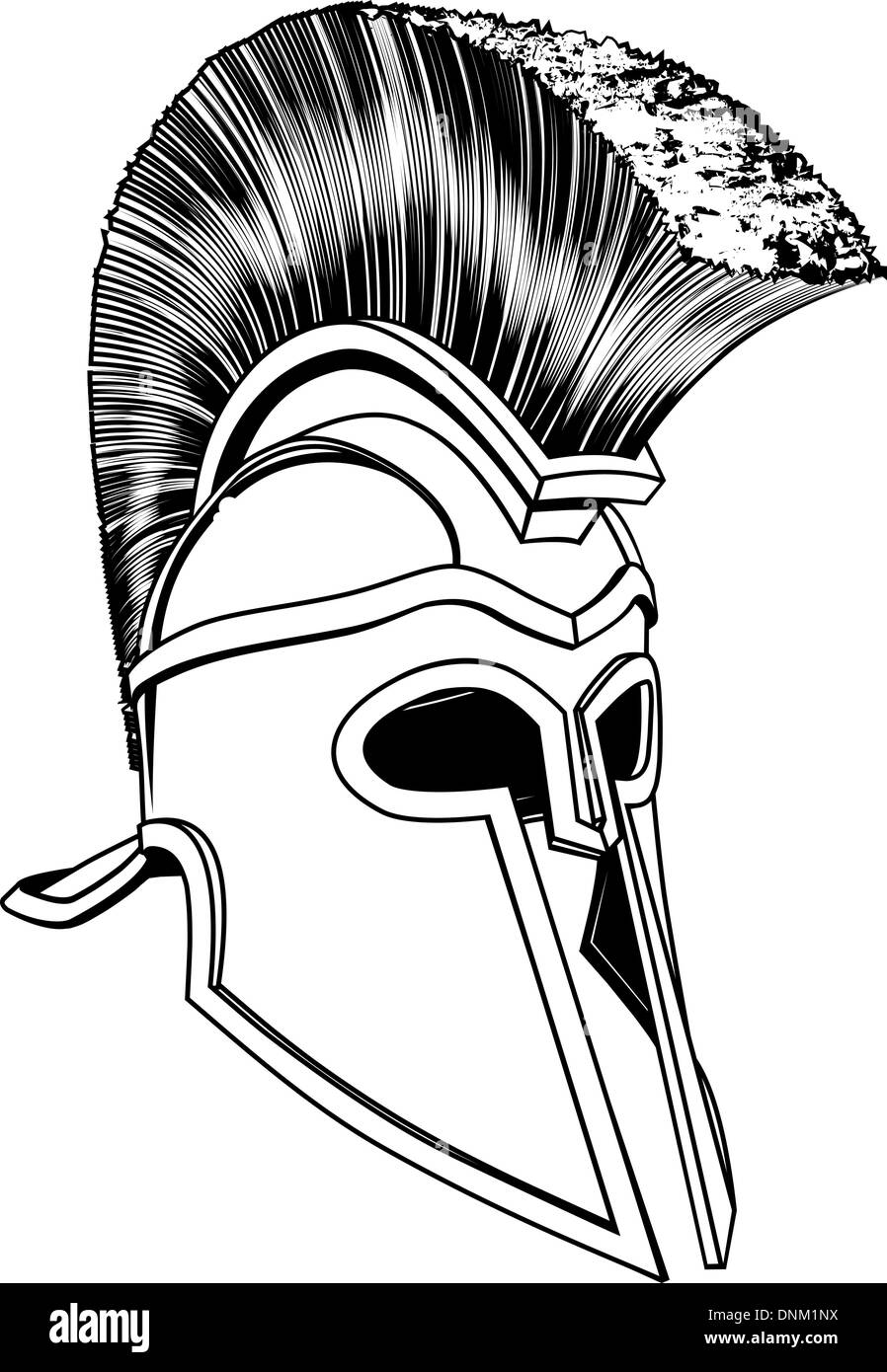 Illustrazione in bianco e nero di un bronzo o corinzie Spartan casco come quelli utilizzati nella Grecia antica o a Roma Illustrazione Vettoriale