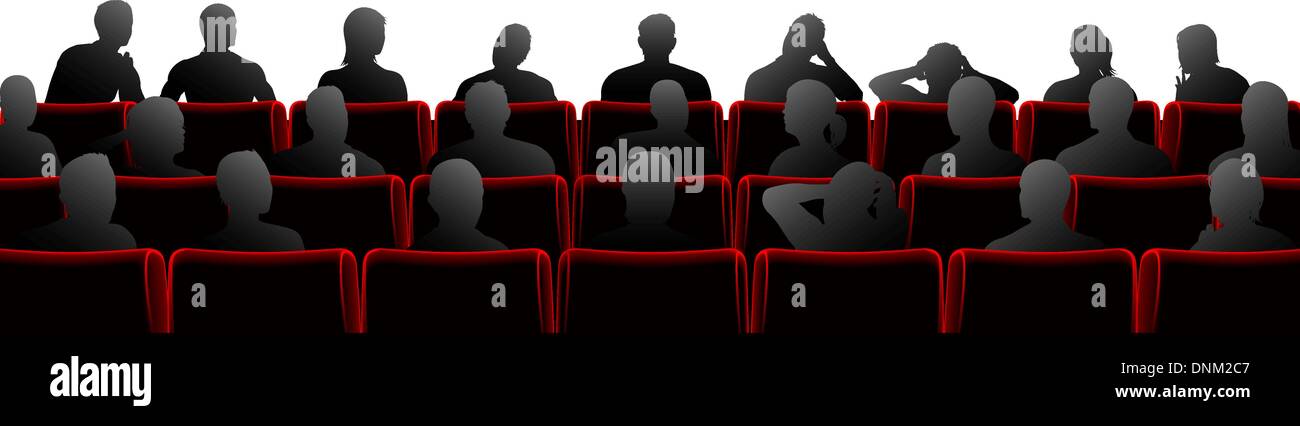 Pubblico sat in teatro o cinema sedie di stile Illustrazione Vettoriale