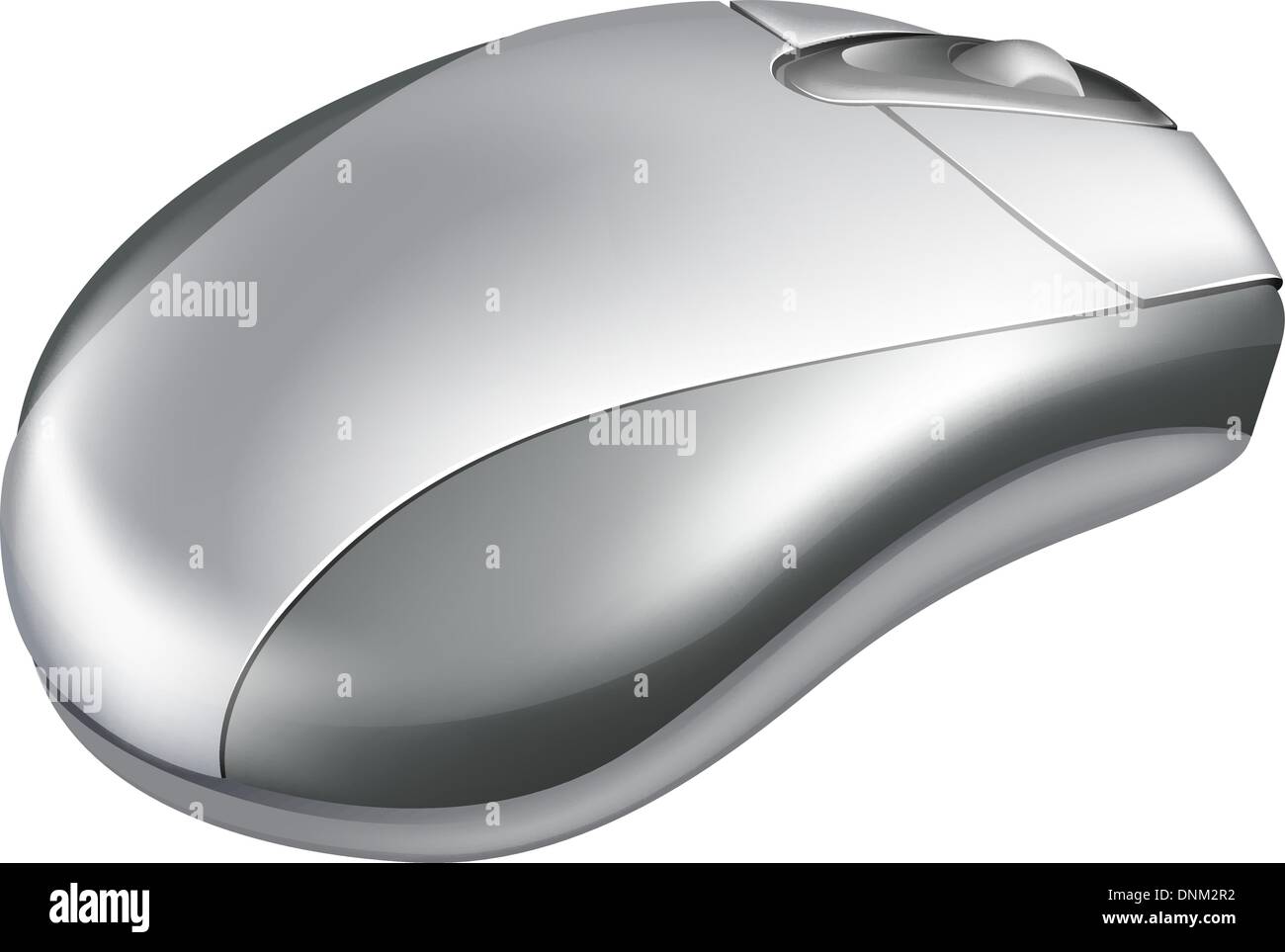 Illustrazione di un argento metallico mouse con rotella Illustrazione Vettoriale