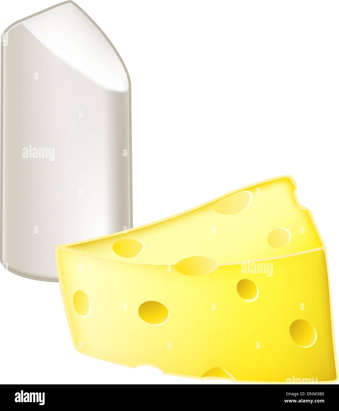 Illustrazione di stick di gesso e pezzo di formaggio, la metafora di gesso e formaggio, significato molto diverso, dissimile o op Illustrazione Vettoriale