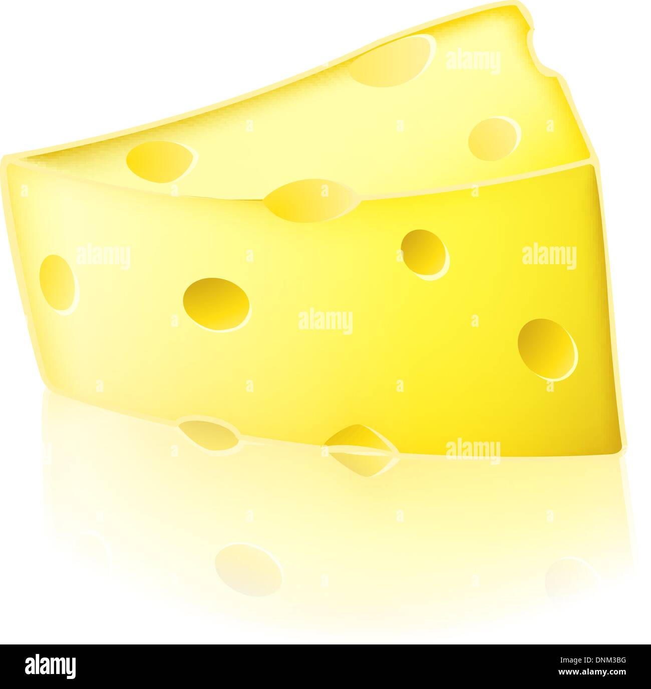 Illustrazione di una fetta di fumetto di tipo svizzero formaggio giallo con fori in esso Illustrazione Vettoriale