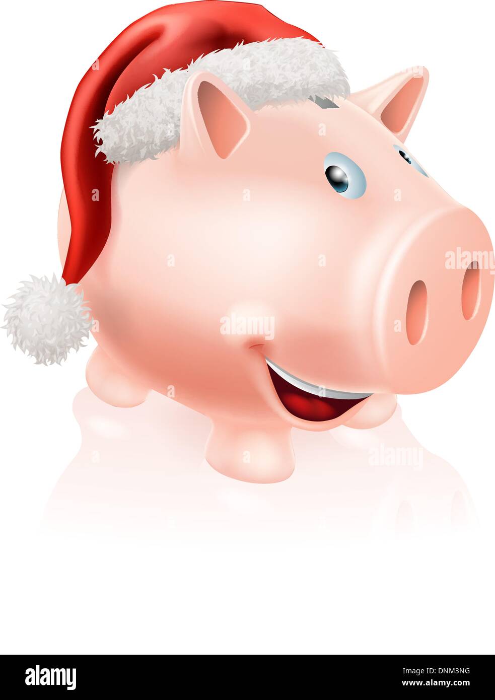 Illustrazione di un felice Natale risparmio salvadanaio con Santa hat. Concetto per risparmiare soldi per il Natale o il Natale savi Illustrazione Vettoriale
