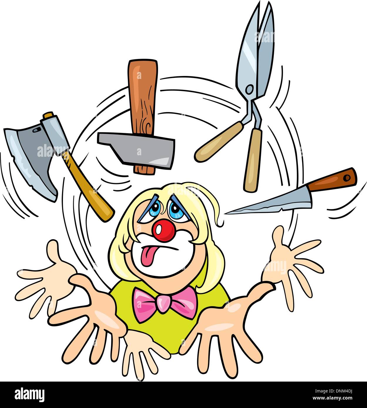 Illustrazione del clown giocoleria di utensili taglienti Illustrazione Vettoriale