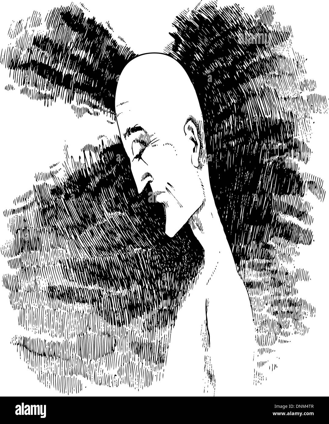 Schizzo di disegno illustrativo dell uomo in meditazione Illustrazione Vettoriale