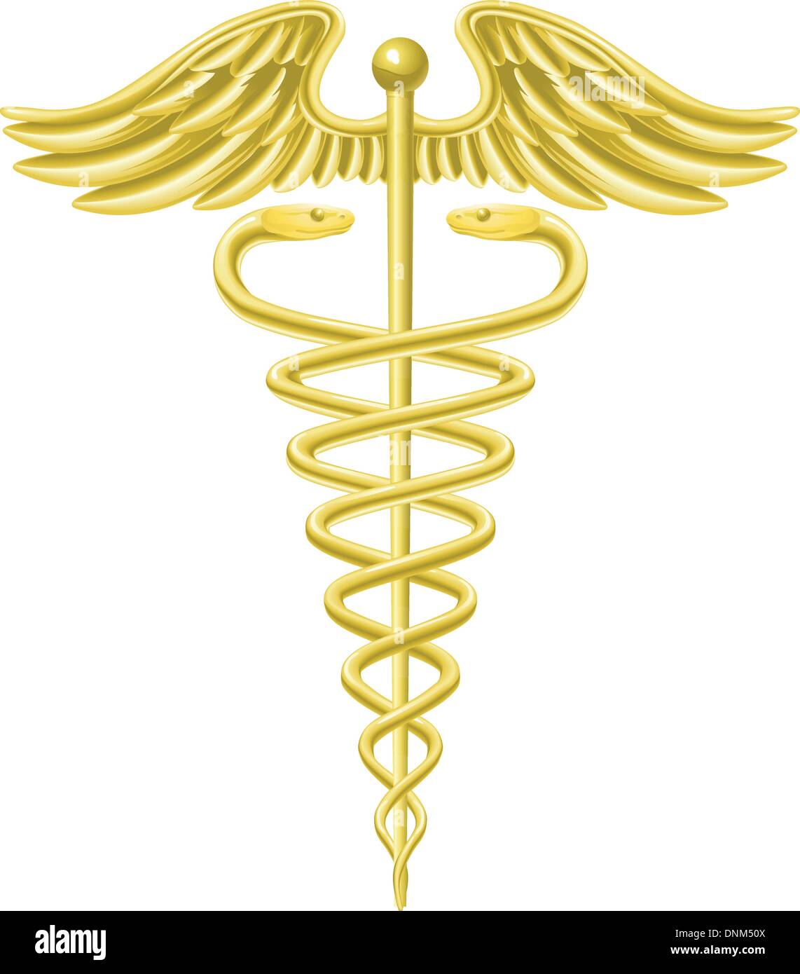 Una illustrazione di un oro caduceo medico simbolo della Illustrazione Vettoriale