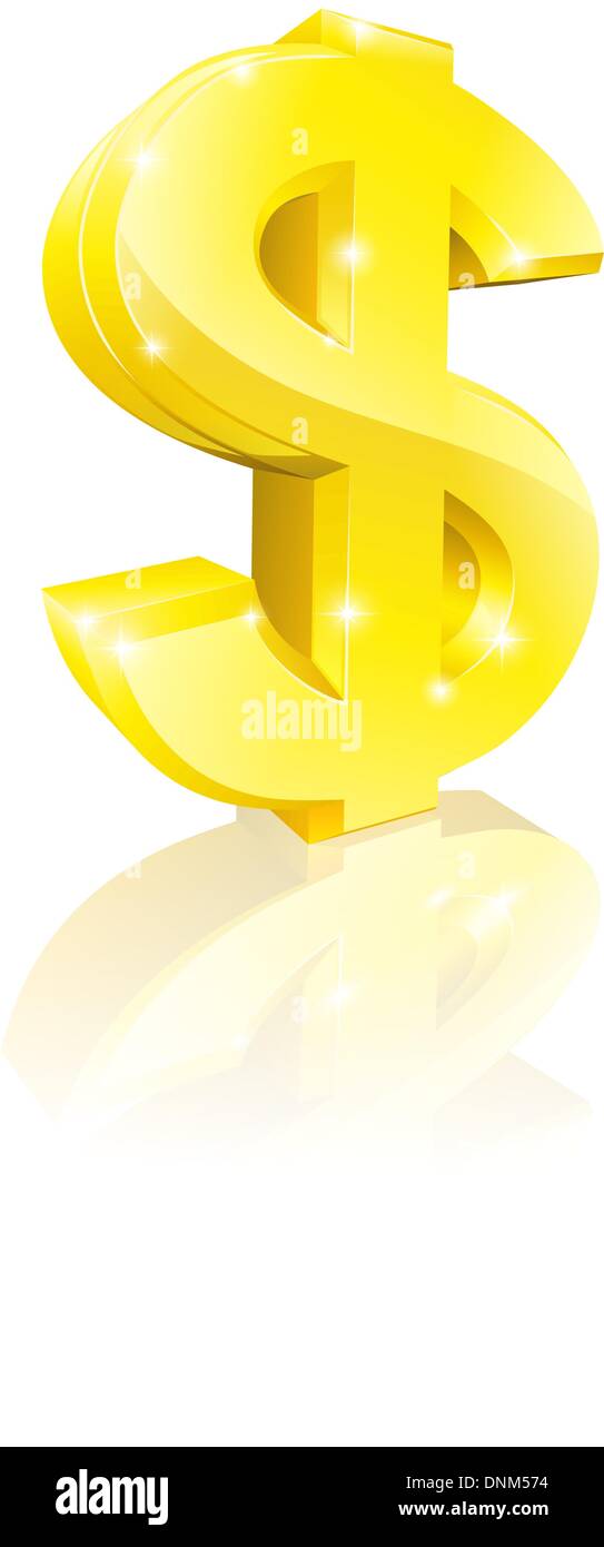 Illustrazione di un big shiny gold dollar cambio segno Illustrazione Vettoriale