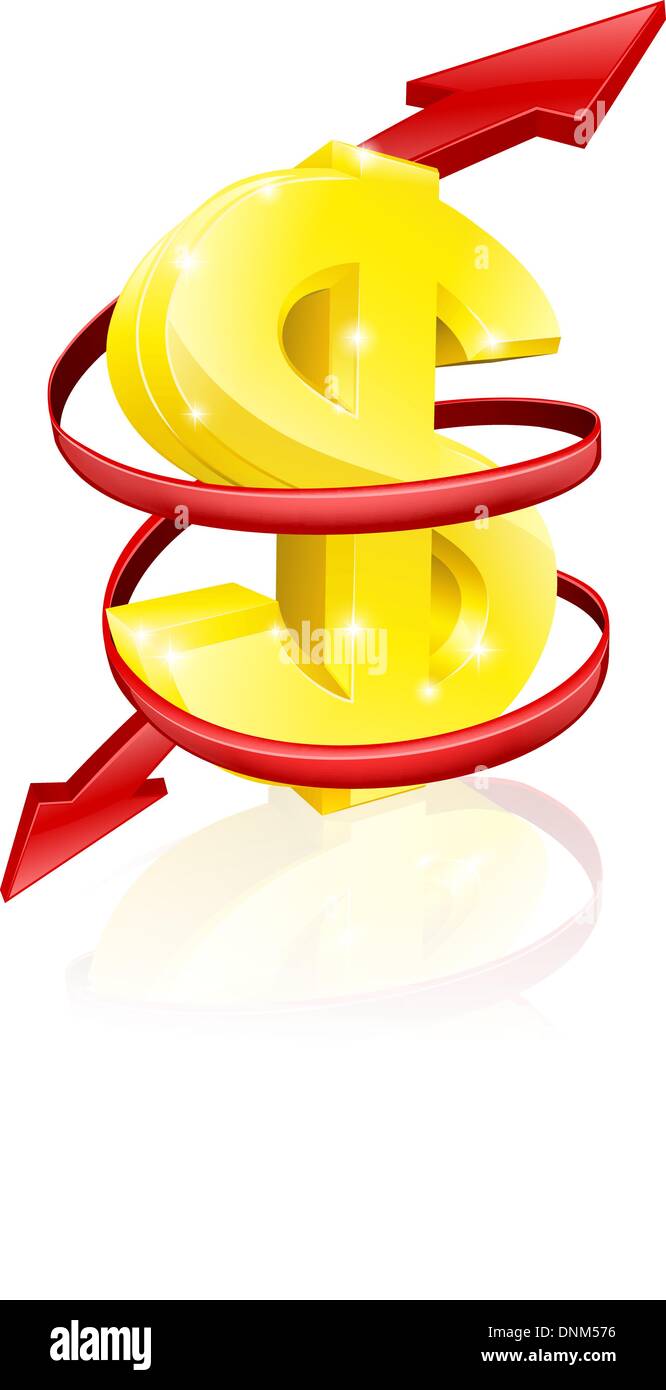 Dollaro di un concetto o di un concetto per la modifica di entrate o di profitti Illustrazione Vettoriale