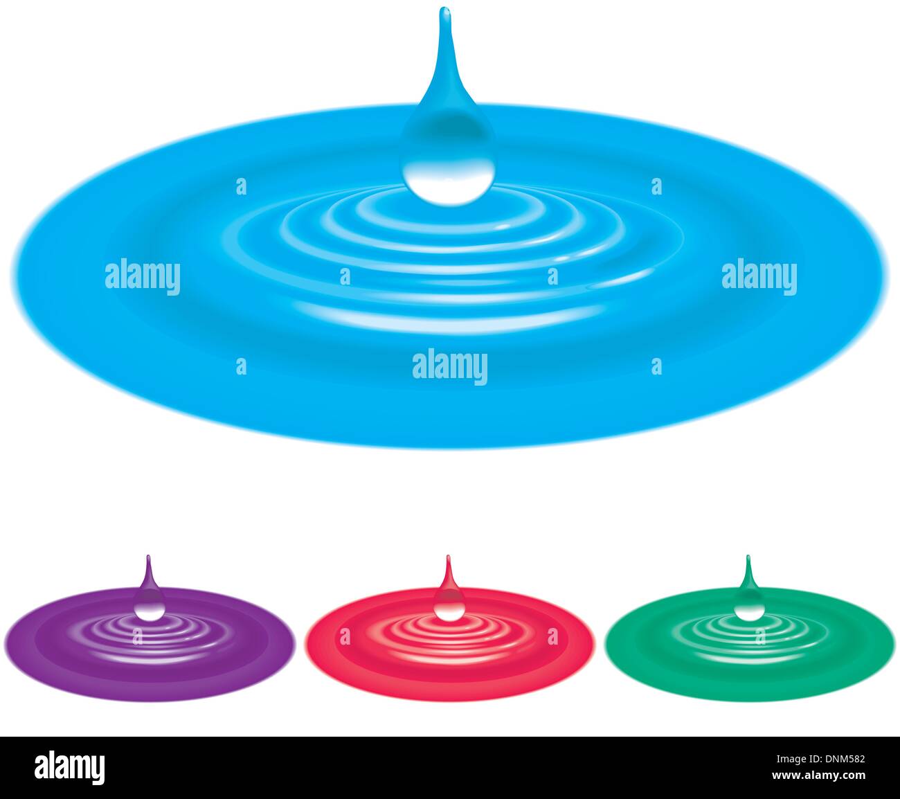 Una illustrazione vettoriale di caduta di una goccia di acqua che influiscono sulla superficie dell'acqua Illustrazione Vettoriale