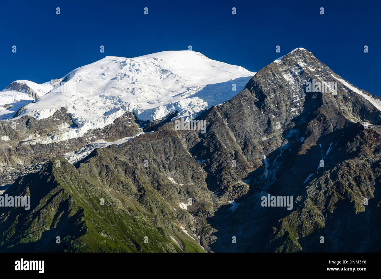 Chamonix, Francia. Mont Blanc è la montagna più alta d Europa (4810 m di altitudine). Foto Stock
