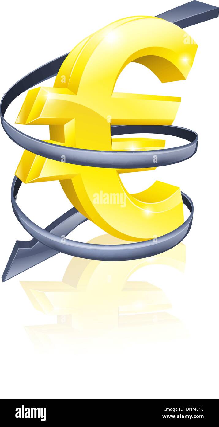 Finanza concettuale o il concetto di economia di discesa del prezzo del tasso di cambio dell'euro o solo profitti in calo Illustrazione Vettoriale