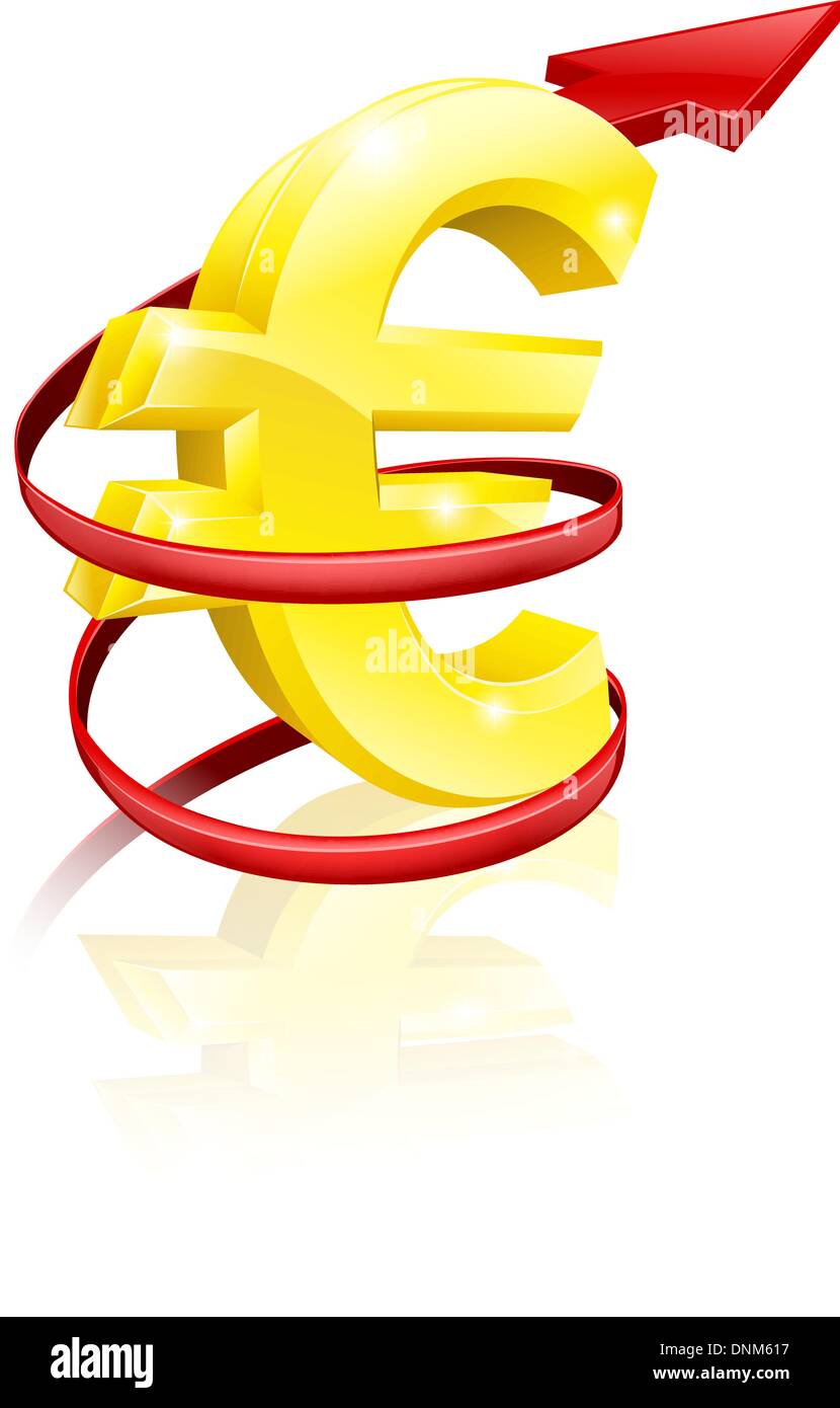 Finanza concettuale o il concetto di economia di aumento del prezzo del tasso di cambio dell'euro o solo aumento dei profitti Illustrazione Vettoriale