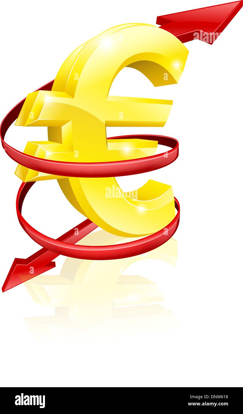 Tasso di cambio tra euro e di un concetto o di un concetto per la modifica di entrate o di profitti Illustrazione Vettoriale