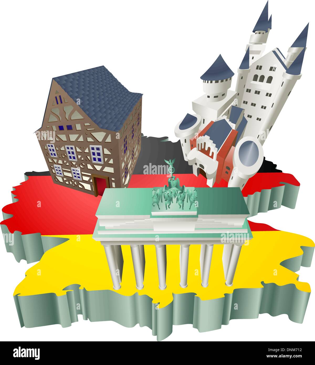 Una illustrazione di qualche tedesco attrazioni turistiche in Germania. Illustrazione Vettoriale