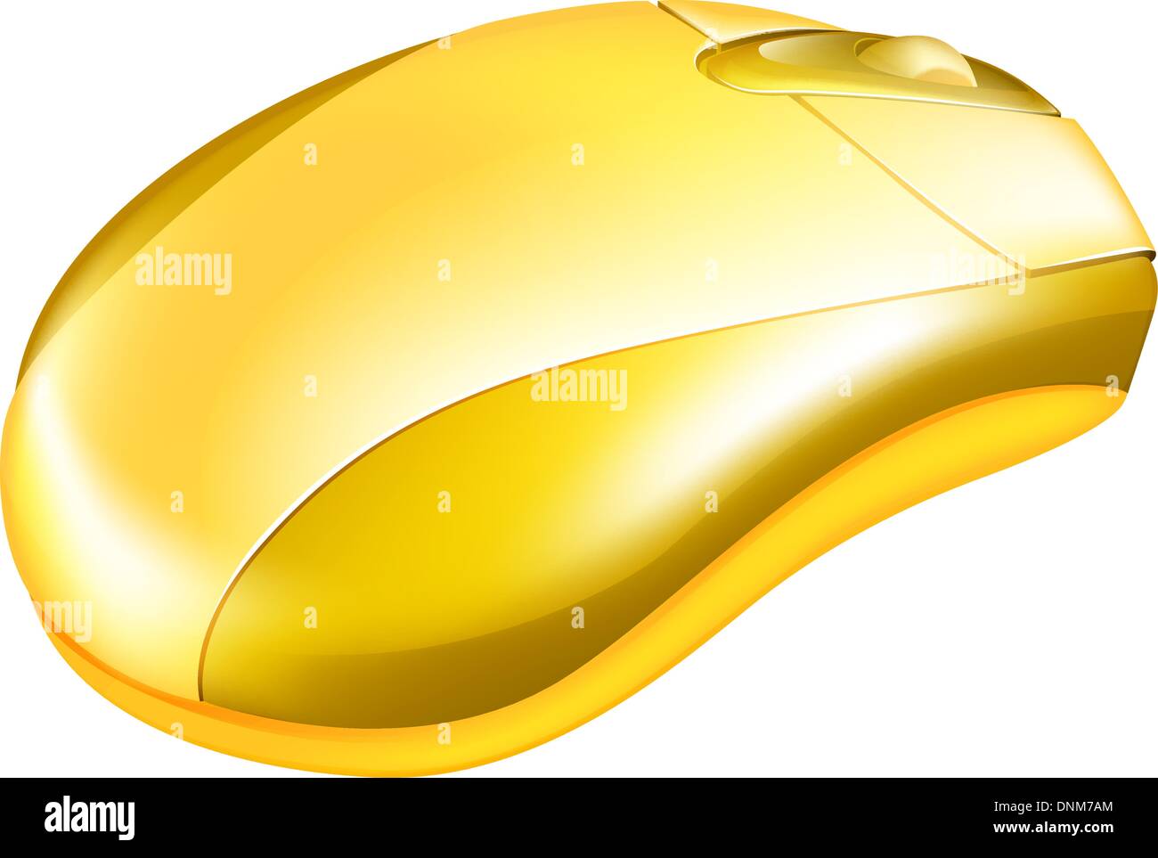 Illustrazione di un oro metallizzato computer mouse con rotella Illustrazione Vettoriale