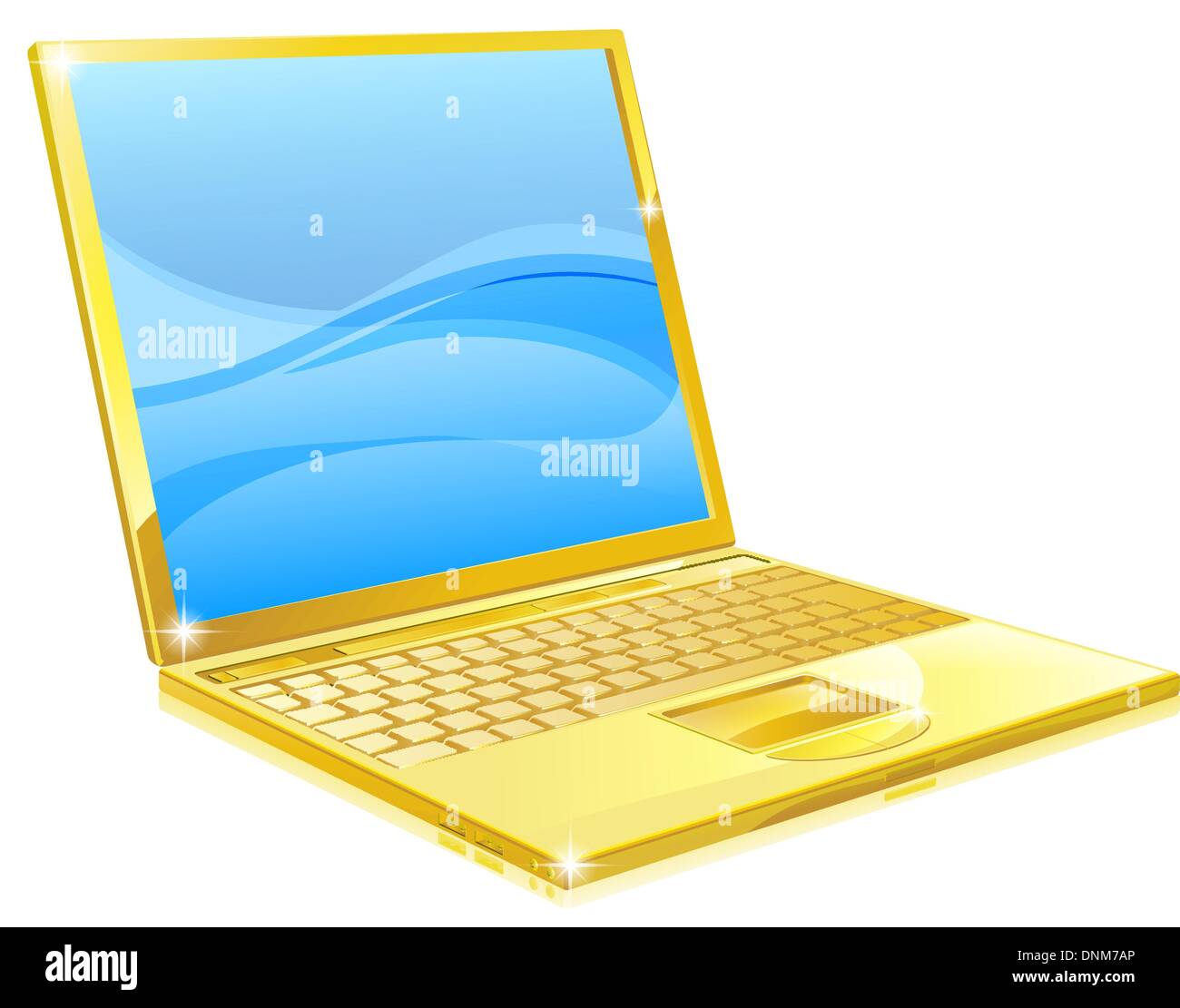 Una illustrazione di un lucido golden computer laptop Illustrazione Vettoriale