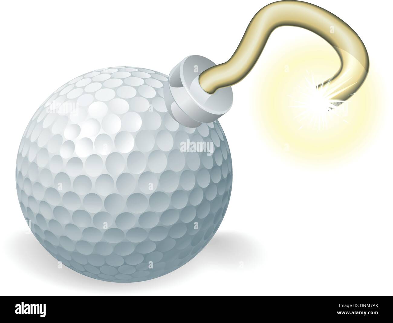 Retrò cartoon pallina da golf cherry bomba illuminata con fusibile incendiate. Concept per il conto alla rovescia per il grande evento di golf o di crisi. Illustrazione Vettoriale