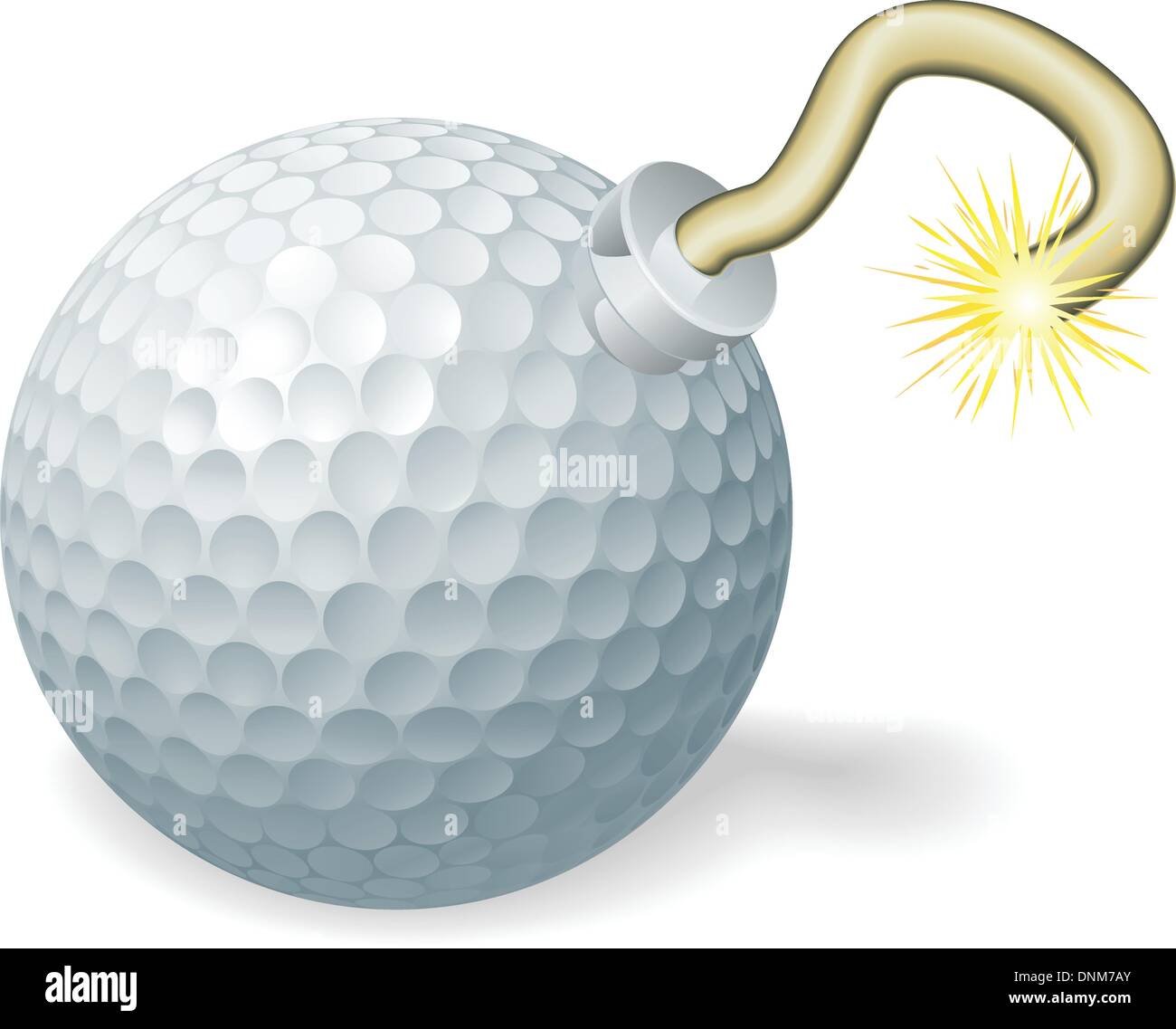 Retrò cartoon pallina da golf cherry bomba illuminata con fusibile incendiate. Concept per il conto alla rovescia per il grande evento di golf o di crisi. Illustrazione Vettoriale