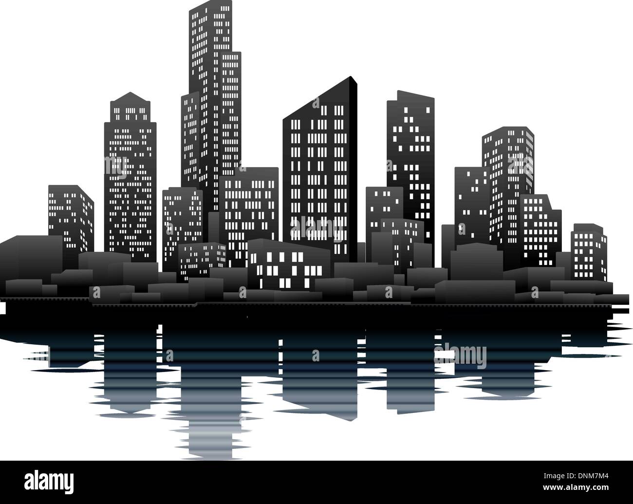 Una illustrazione vettoriale di una notte dello skyline della città Illustrazione Vettoriale Una illustrazione vettoriale di una notte dello skyline della città Illustrazione Vettoriale