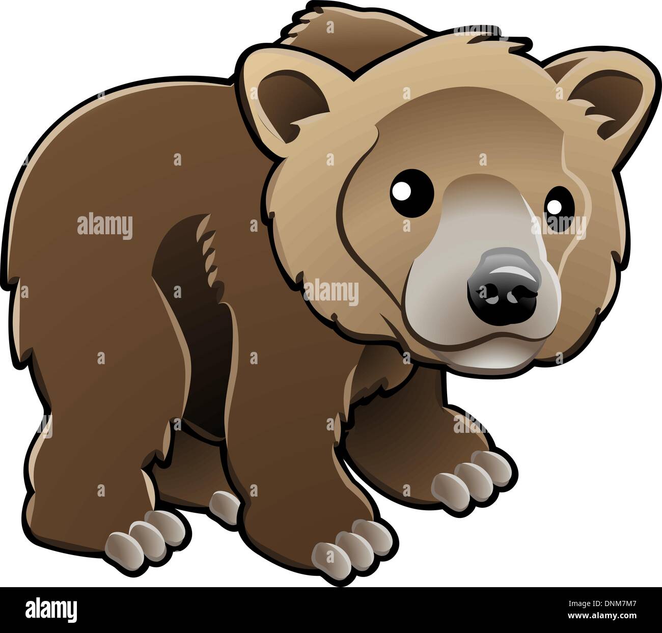 Una illustrazione vettoriale di un simpatico grizzly, marrone o Kodiak Bear Illustrazione Vettoriale