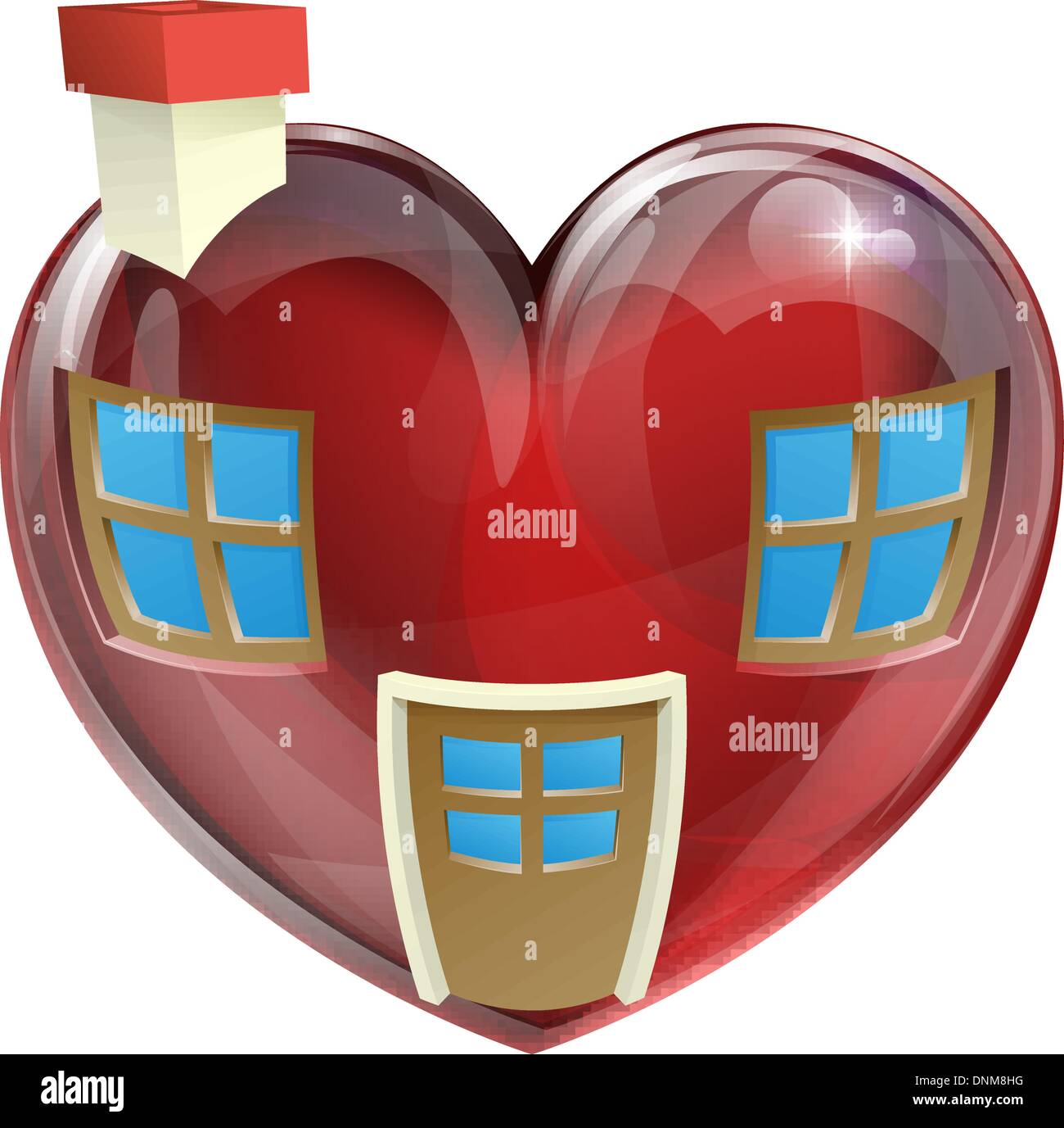 Una a forma di cuore il concetto della casa, concetto per trovare la casa ideale o home. Utile per qualsiasi tipo di immobili o agente immobiliare relative Illustrazione Vettoriale