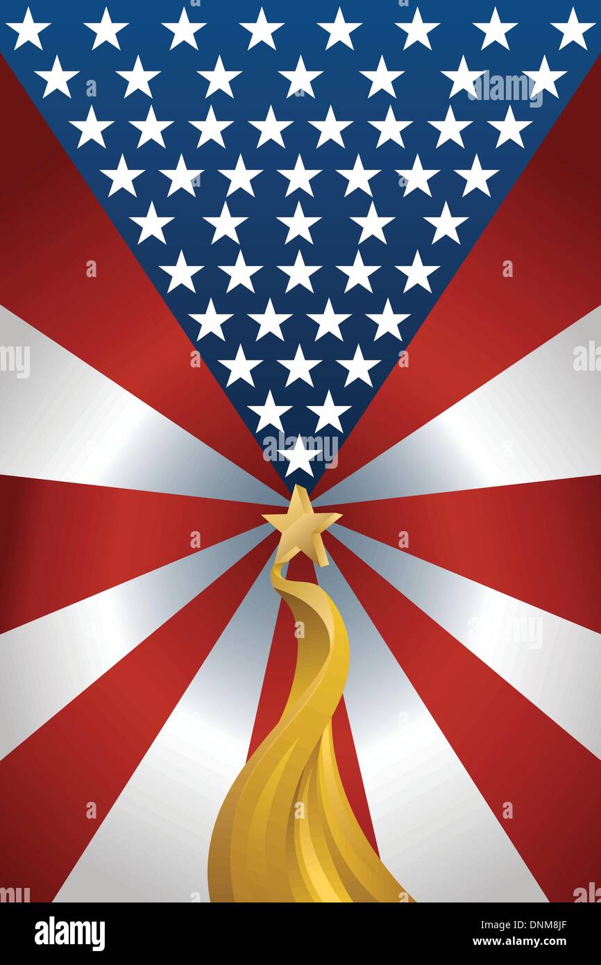 Una illustrazione di vettore di bandiera americana design di sfondo Illustrazione Vettoriale