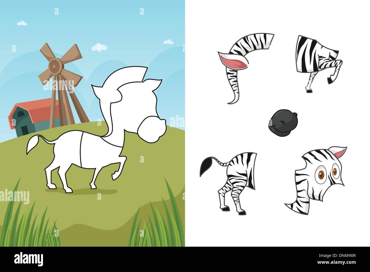 Una illustrazione vettoriale di zebra puzzle Illustrazione Vettoriale