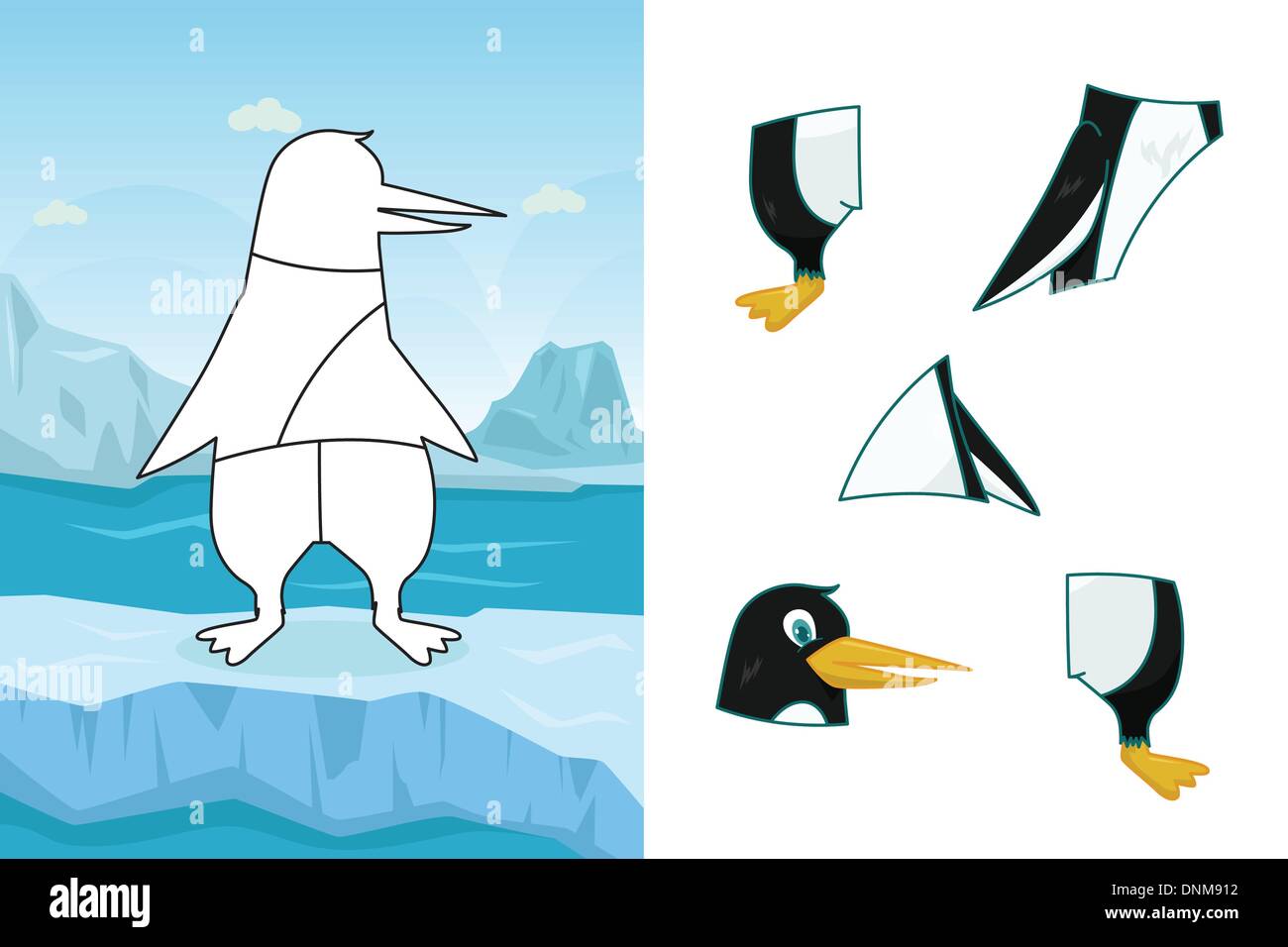 Una illustrazione vettoriale di penguin puzzle Illustrazione Vettoriale