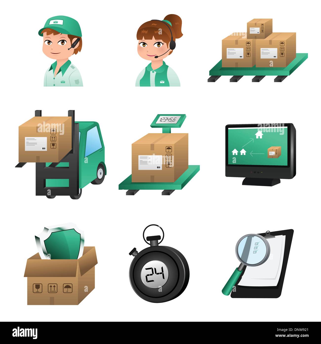 Una illustrazione vettoriale di logistico icona set Illustrazione Vettoriale