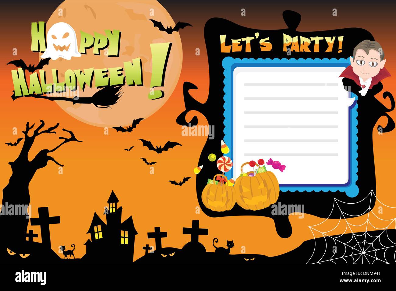 Una illustrazione vettoriale di Halloween invito flyer Illustrazione Vettoriale