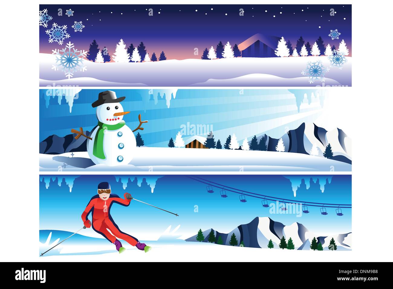 Una illustrazione vettoriale di inverno banner con copyspace Illustrazione Vettoriale
