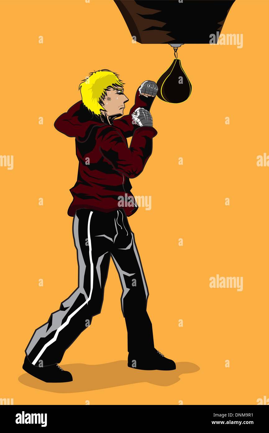 Una illustrazione vettoriale di un boxer maschio della formazione Illustrazione Vettoriale