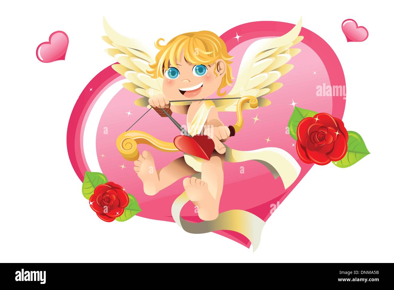 Una illustrazione vettoriale di un Valentine Cupido Illustrazione Vettoriale