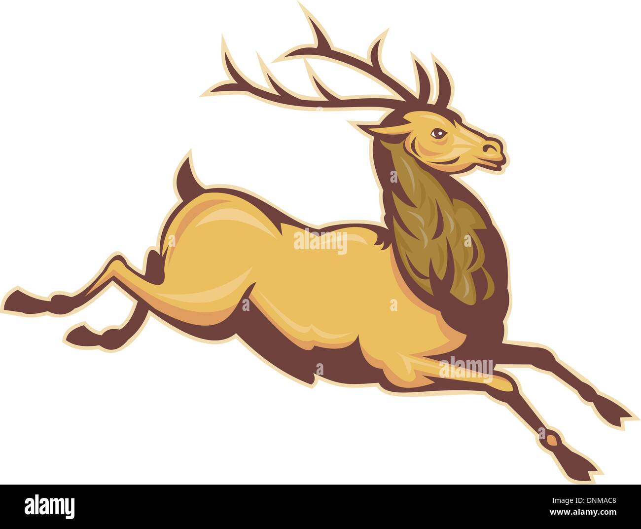 Illustrazione di un Stag Cervo o buck jumping isolati su whit e sfondo Illustrazione Vettoriale